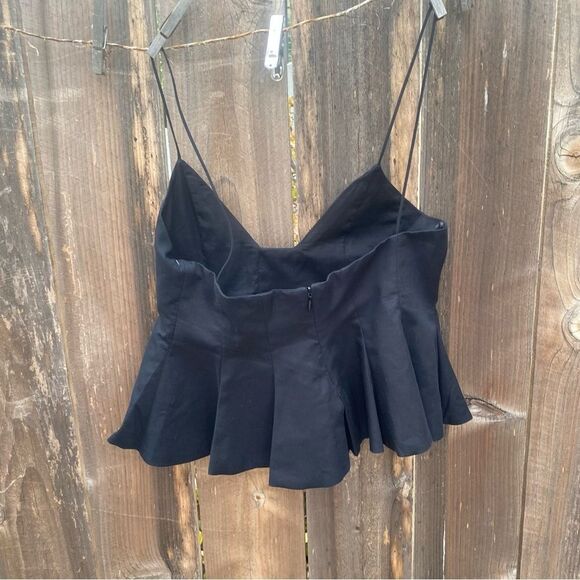 ZARA PLEATED POPLIN Black Spaghetti Strap Top size XS - Picture 6 of 11